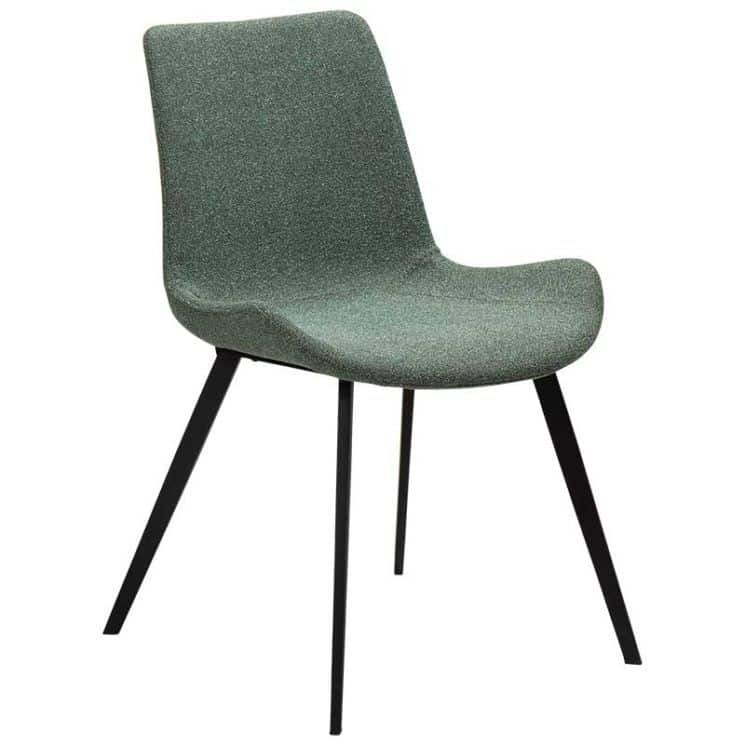 Židle HYPE Pebble green bouclé fabric with black legs