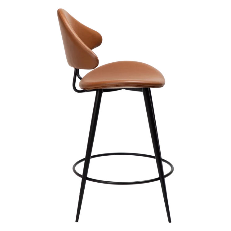 Barová židle nízká NAPOLEON Vintage light brown art. leather with black legs - Image 3
