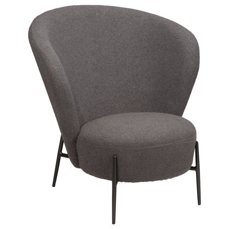 Židle ORBIT Stone RPES bouclé with antique pewter legs